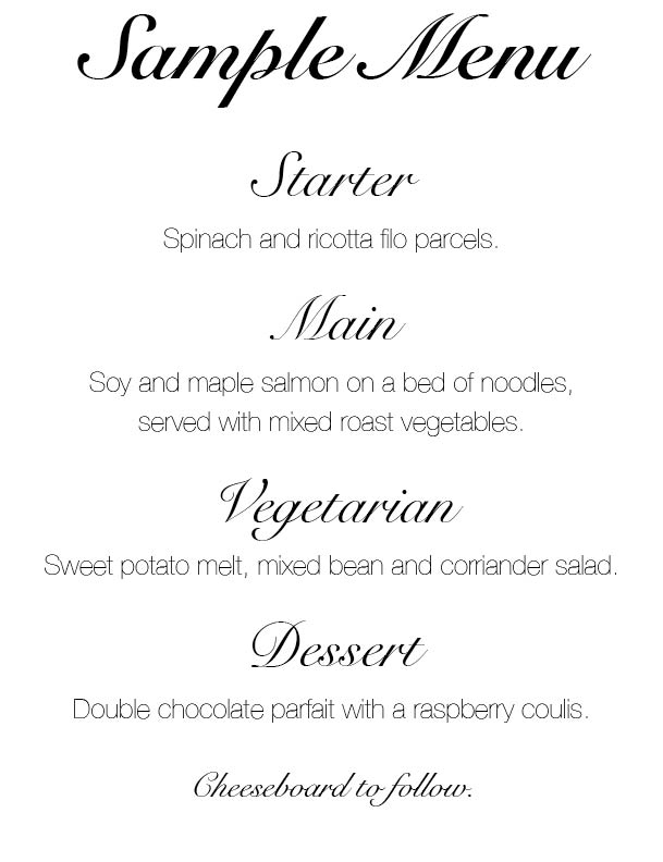 Sample Menu